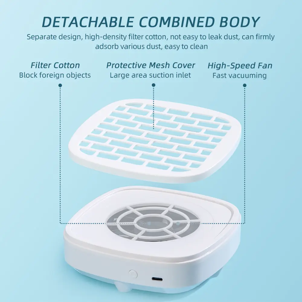 USB Nail Dust Collector Extractor Fan Desktop Vacuum Cleaner With 10pcs Filters Electric Nail Powder Collect Fan Powder Manicure product view