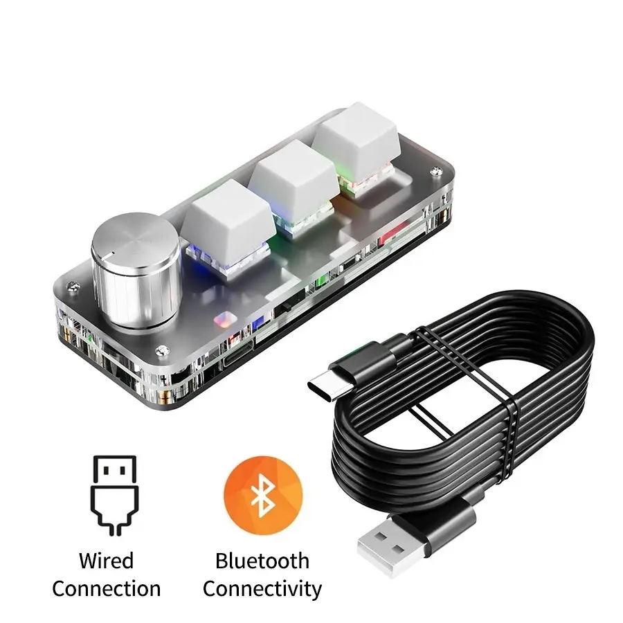 2.4G 3-key Customize Bluetooth Keyboard Macro Knob Copy Paste Shortcut Key E-sports Game Mini Mechanical Hot Plug Mini Keyboard product view