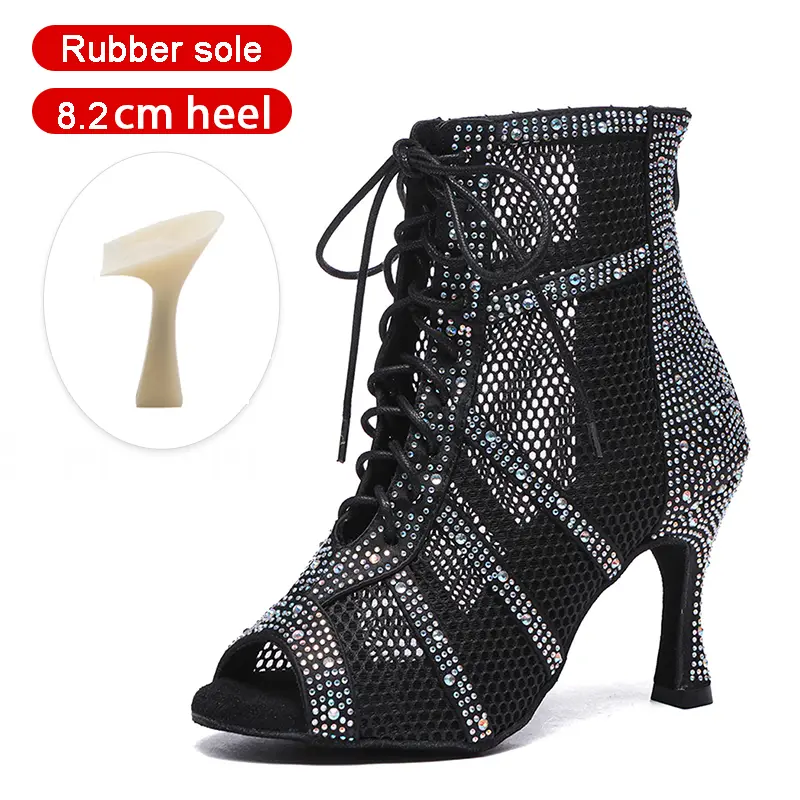 SWDZM Shiny Women Dance Boots Latin Jazz Dance Shoes Full Rhinestone Dancing Boots Customizable Heels Women Ladies Dancing Shoes product view