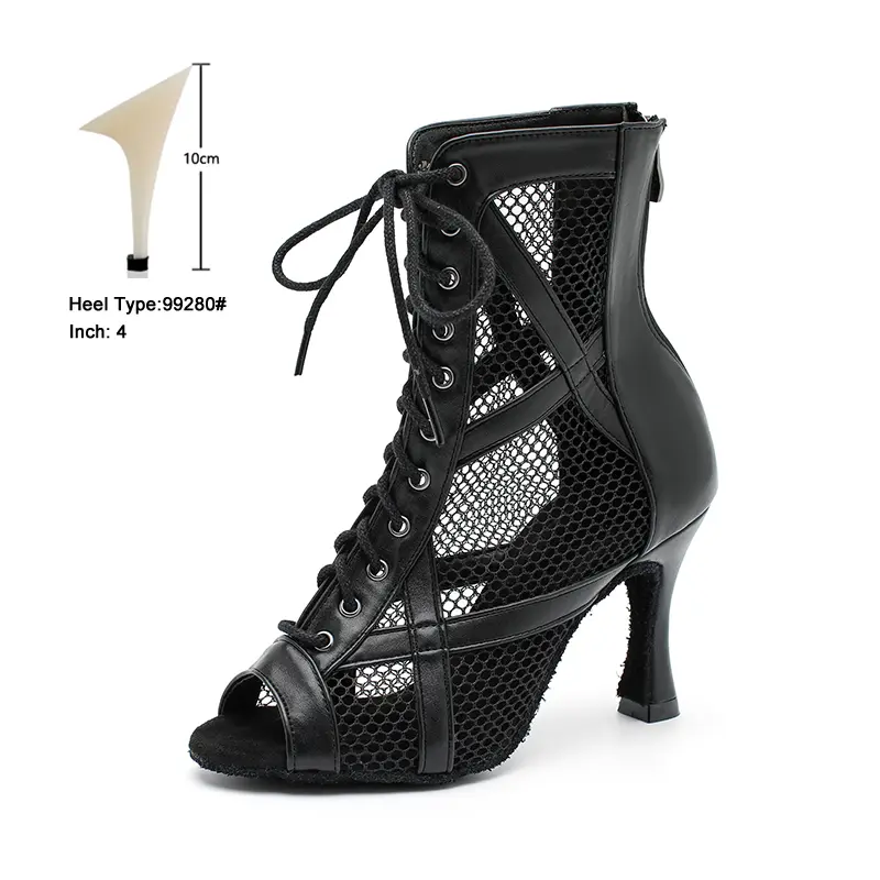 CINMIDY Leather Dance Boots Red /Black lSole Ballroom Dancing Shoes Latin Dance Shoes Woman Pole Dance Boots Ladies Party Shoes product view