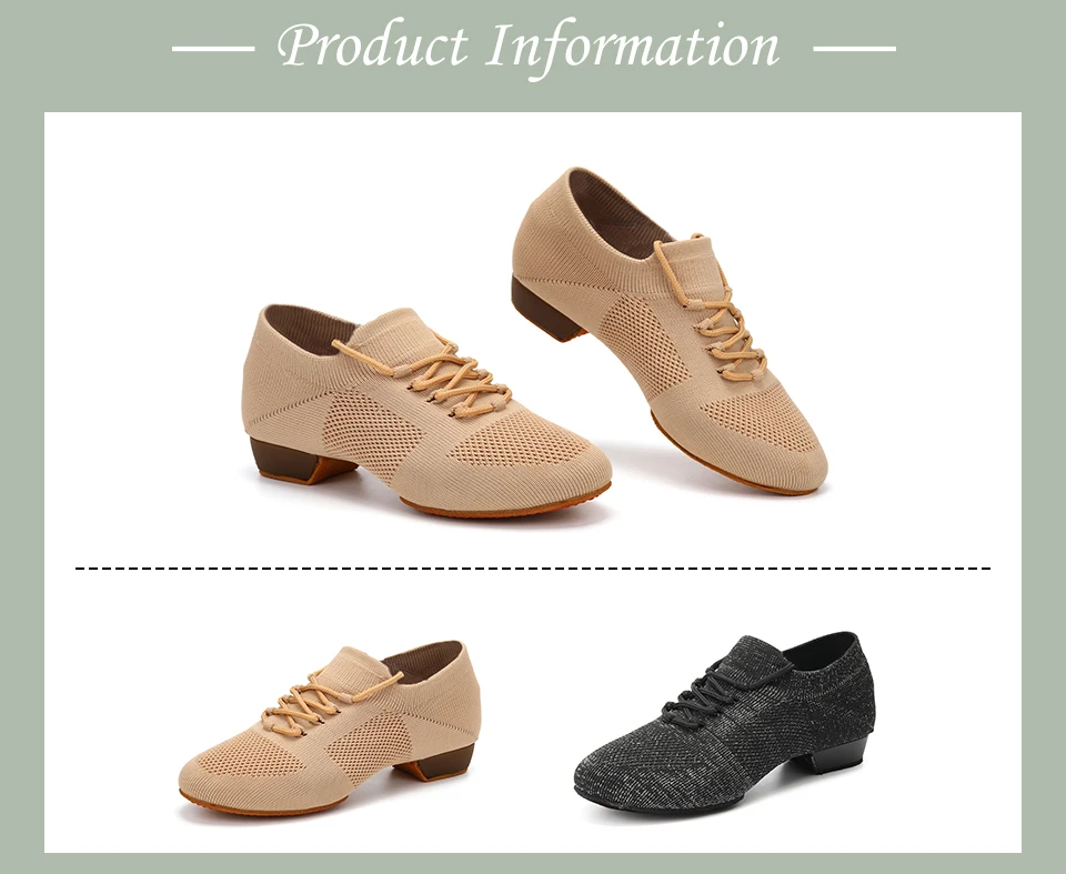 Women Dance Shoes Knitted Teacher Shoes Soft sole Low Heel Latin Training Shoes Ballet Dance Shoes Jazz Ballroom Sneakers Girls detail