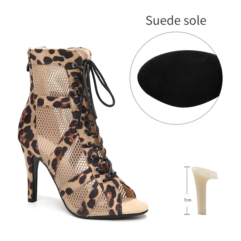 Girls Latin Dance Shoes Women Modern Dance Salsa High-Top Sandals Dance Hall Shoes Ladies Fashion Sexy High-Heeled Suede Boots product view