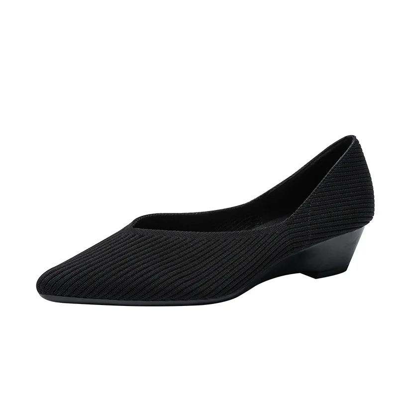 Slope heeled women's shoes fly woven casual single shoes detail