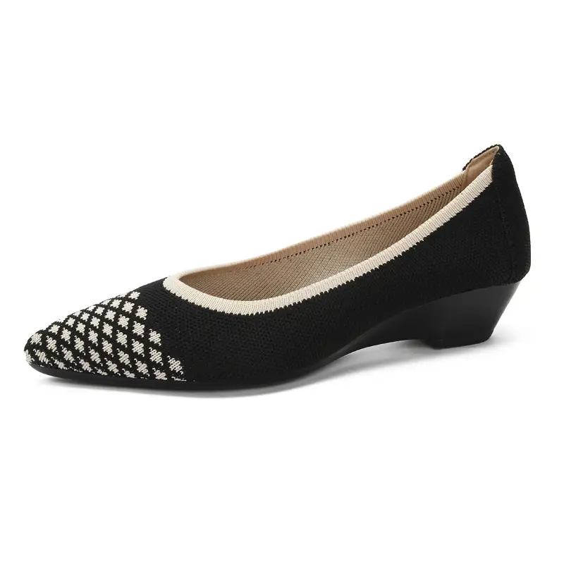 Slope heeled women's shoes fly woven casual single shoes product view