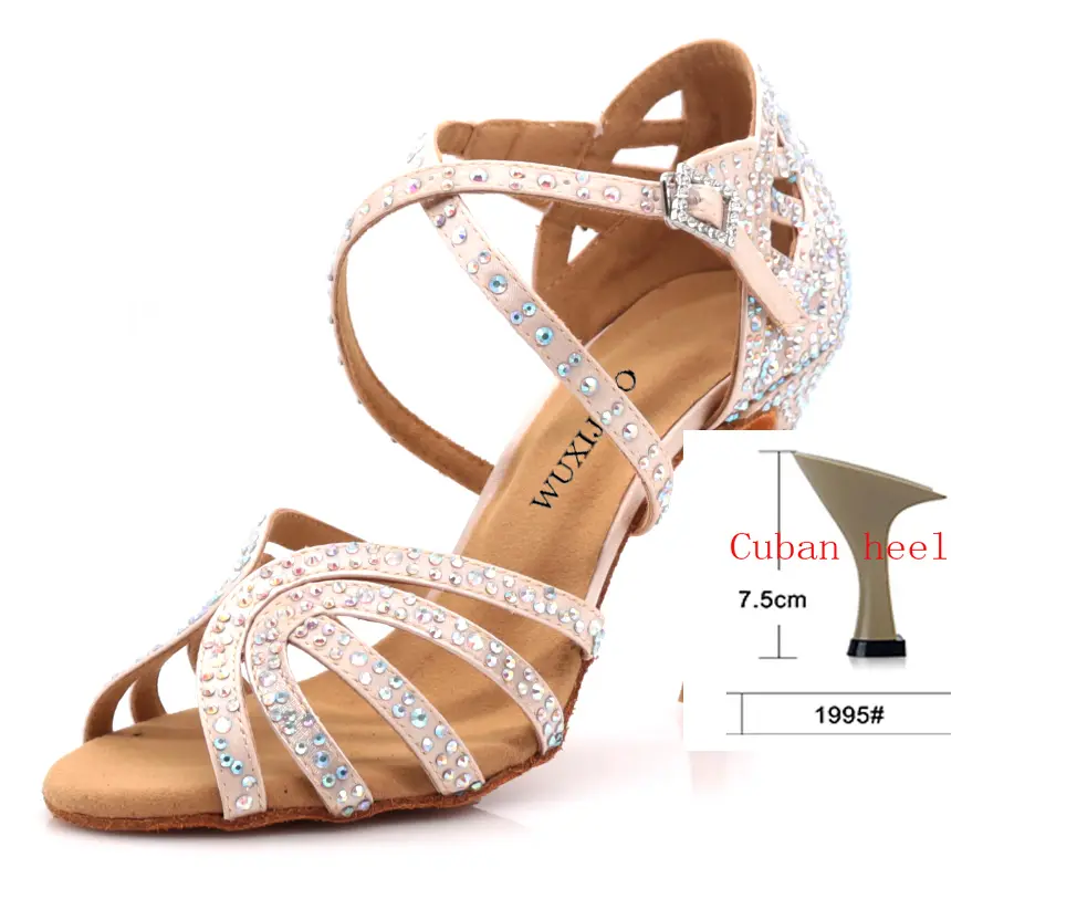 WUXIJIAO Jazz Shoes Latin Dance Shoes Female Latin Salsa Girl Casual Shoes Silver Bronze Skin product view