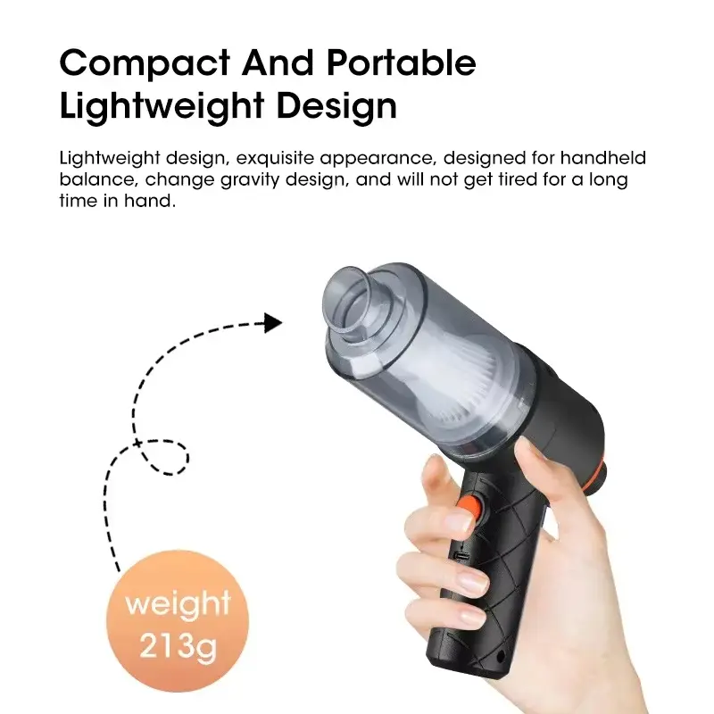 Portable Vacuum Cleaner For Car 6000PA Handheld USB Pump Convenient for Home Office Pet Hair Cleaning product view