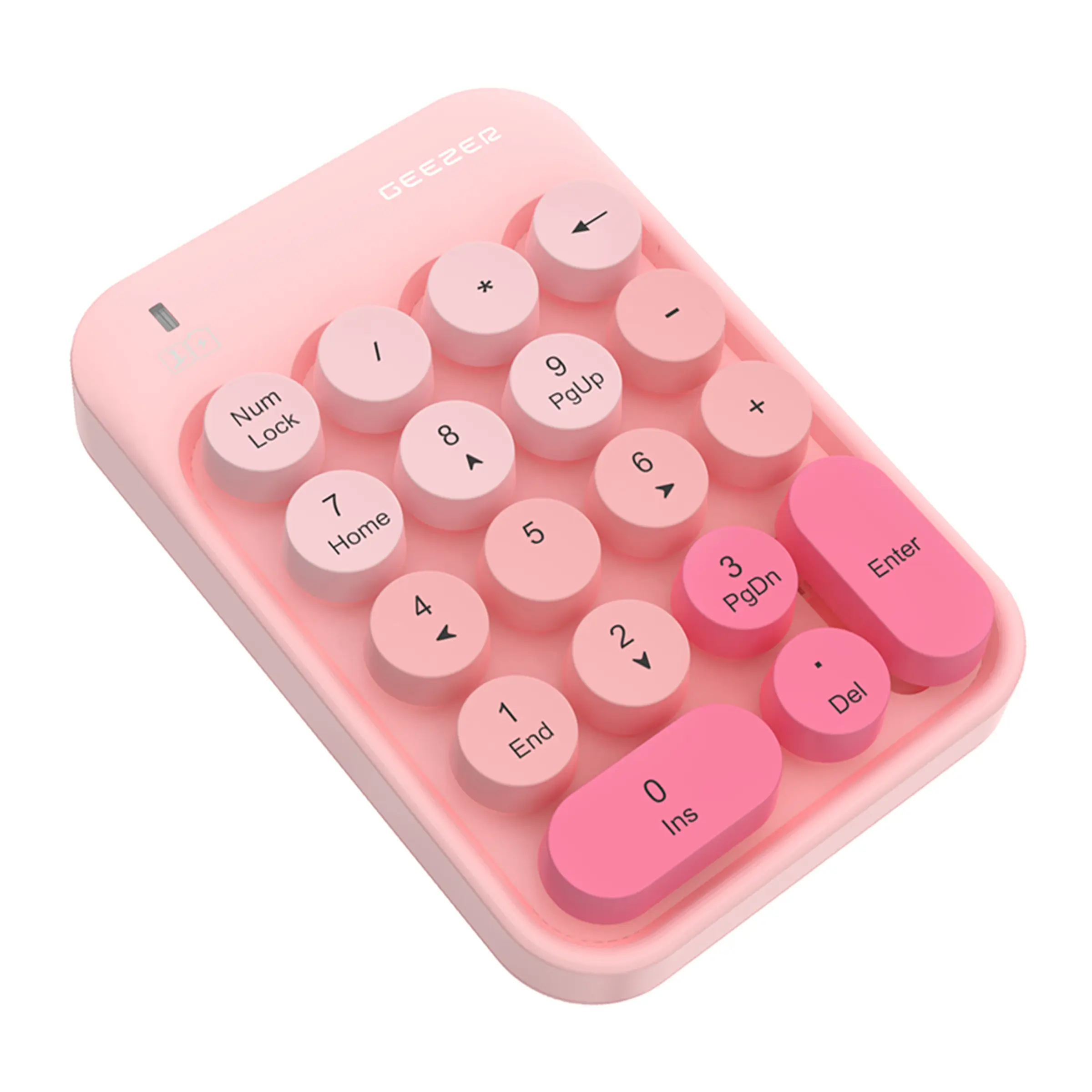 GEEZER Z5 Wireless Numeric Keypad, Macaron Retro Round Detachable Keycaps Portable Office Number Pad product view