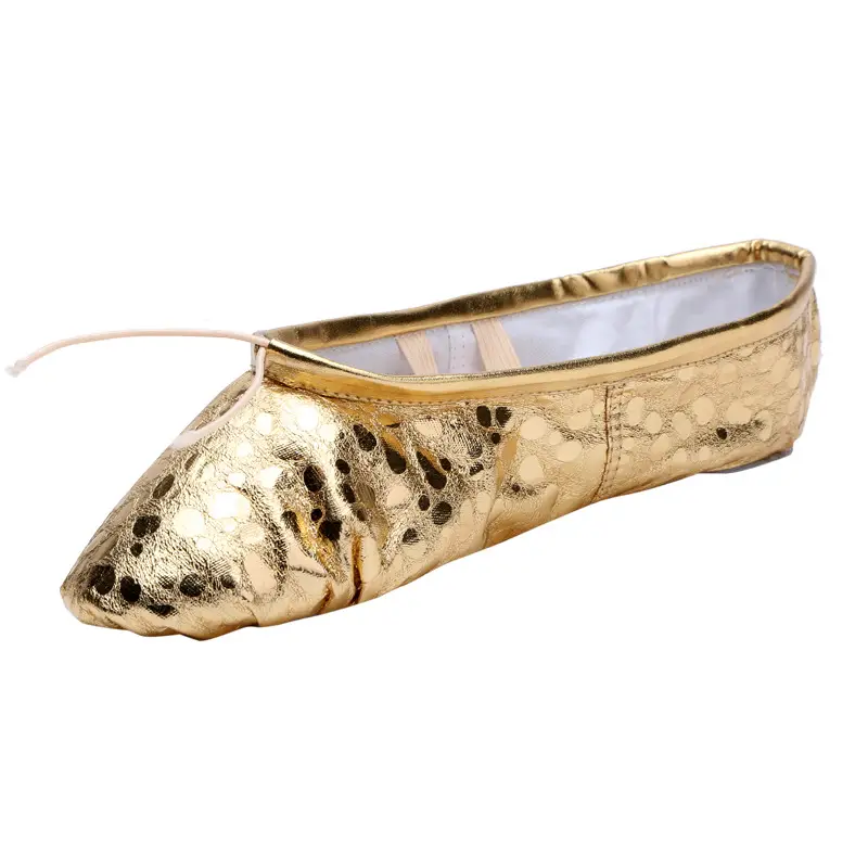TOVEKIN Quality Gold Silver PU Performance Yoga Belly Dance Shoes Soft Sole Gym Ballet Dance Shoes Kids Girls Woman product view