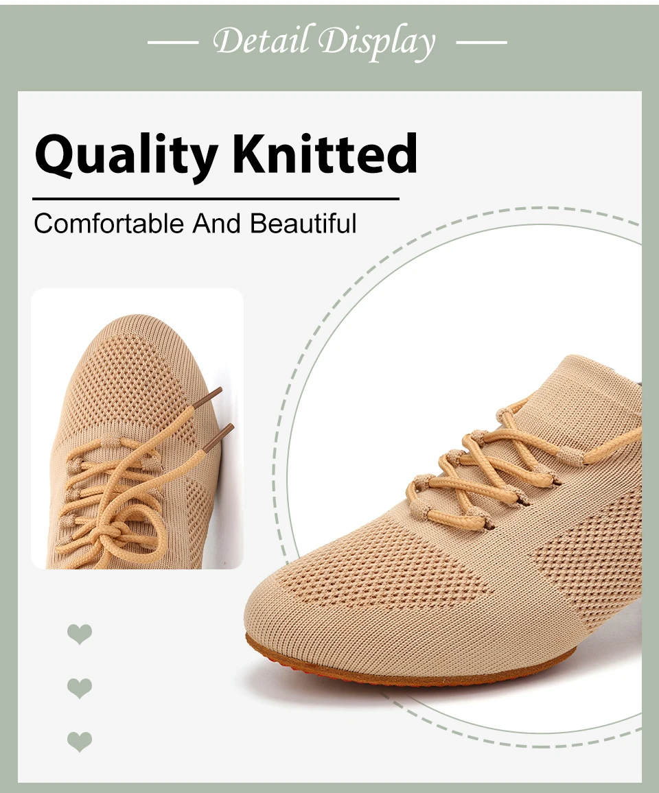 Women Dance Shoes Knitted Teacher Shoes Soft sole Low Heel Latin Training Shoes Ballet Dance Shoes Jazz Ballroom Sneakers Girls detail