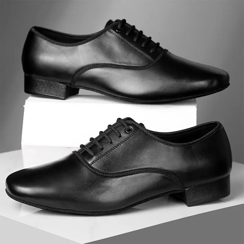 HROYL Ballroom Dance Shoes Genuine Leather Latin Dance Shoes Man Sneakers Jazz Bigger Size Breathable Waltz Salsa Dancing Shoes product view