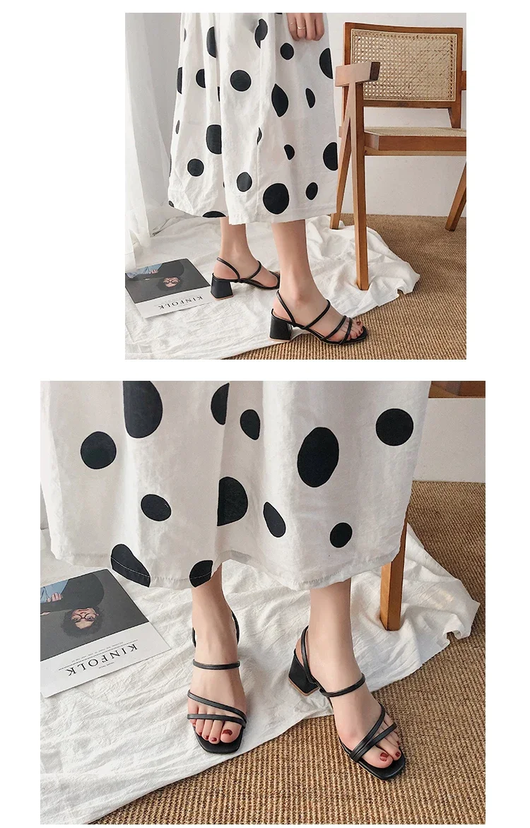 Women High Heel Sandals Summer Casual Female Shoes Woman Square Heel Open Toe Ankle Strap Ladies Sandalias Wedge Shoe 2022 New detail
