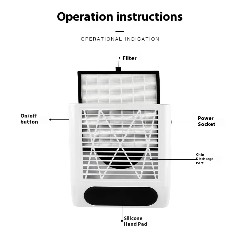 Nail Dust Collector with Detachable Filter, Powerful Vacuum Dust Extractor Fan for Acrylic Nail Salon Equipment detail