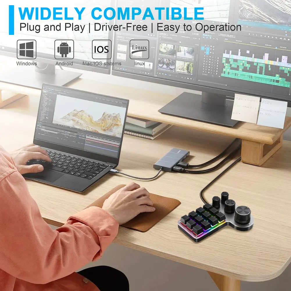 Programmable Customized Keyboard RGB 12 Keys 4 Knob Macro Keypad Hot-swap USB Wired/Bluetooth-Compatible Mechanical Keyboard product view