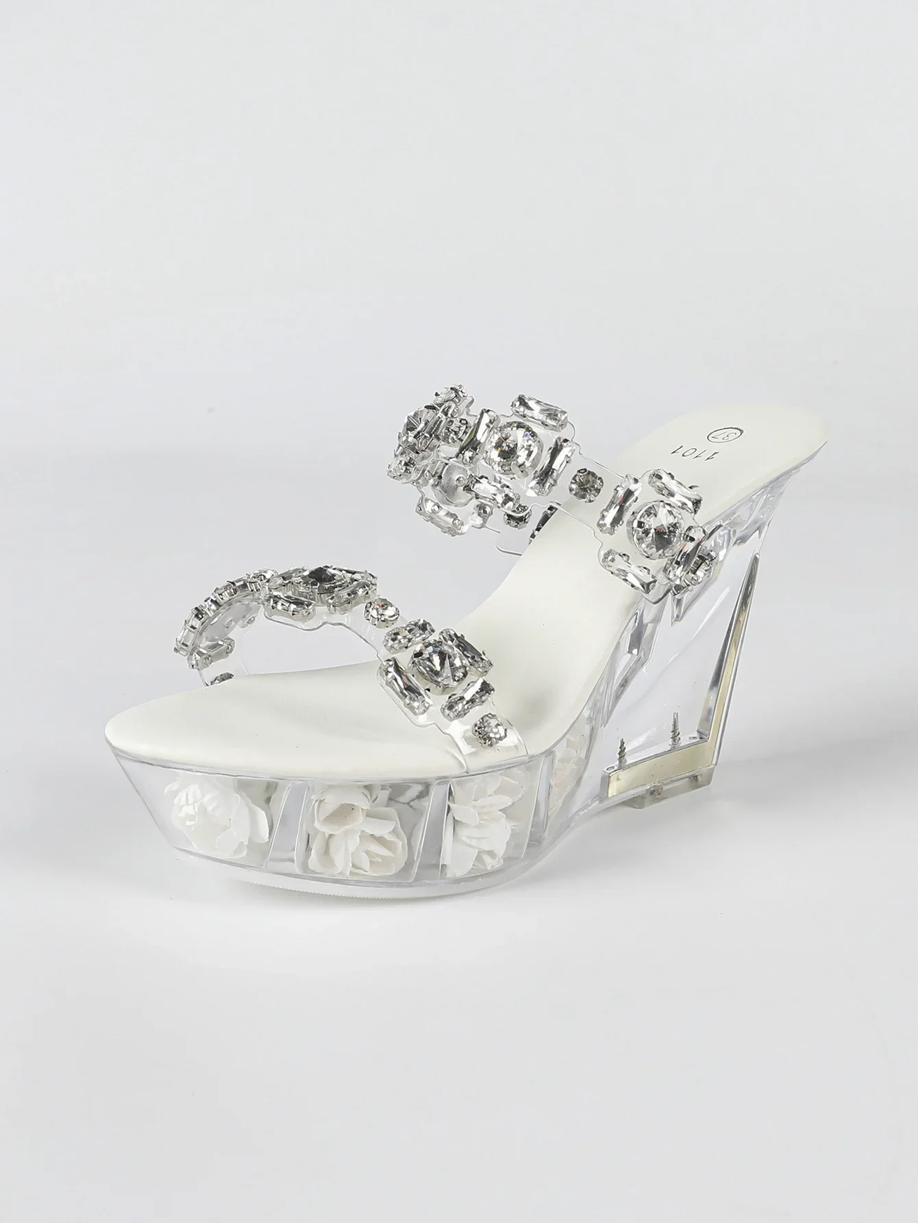 Rhinestone Slope Heel 11CM Nightclub High Heels Slippers Women's Shoes Catwalk Pole Dance Shoes Crystal Sole LFD-1101-Q8 detail