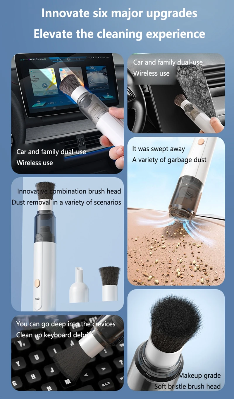 Lenovo Handheld Vacuum Cleaner 3-in-1 Suction/Blow/Water Absorption Strong Suction Portable for Car Powder Desktop Cleaning detail