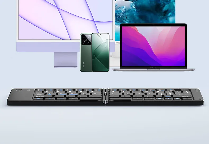 New Foldable Wireless Keyboard Slim Portable Bluetooth Keyboard Rechargeable Folding Keyboard for IOS Windows Android For Ipad detail