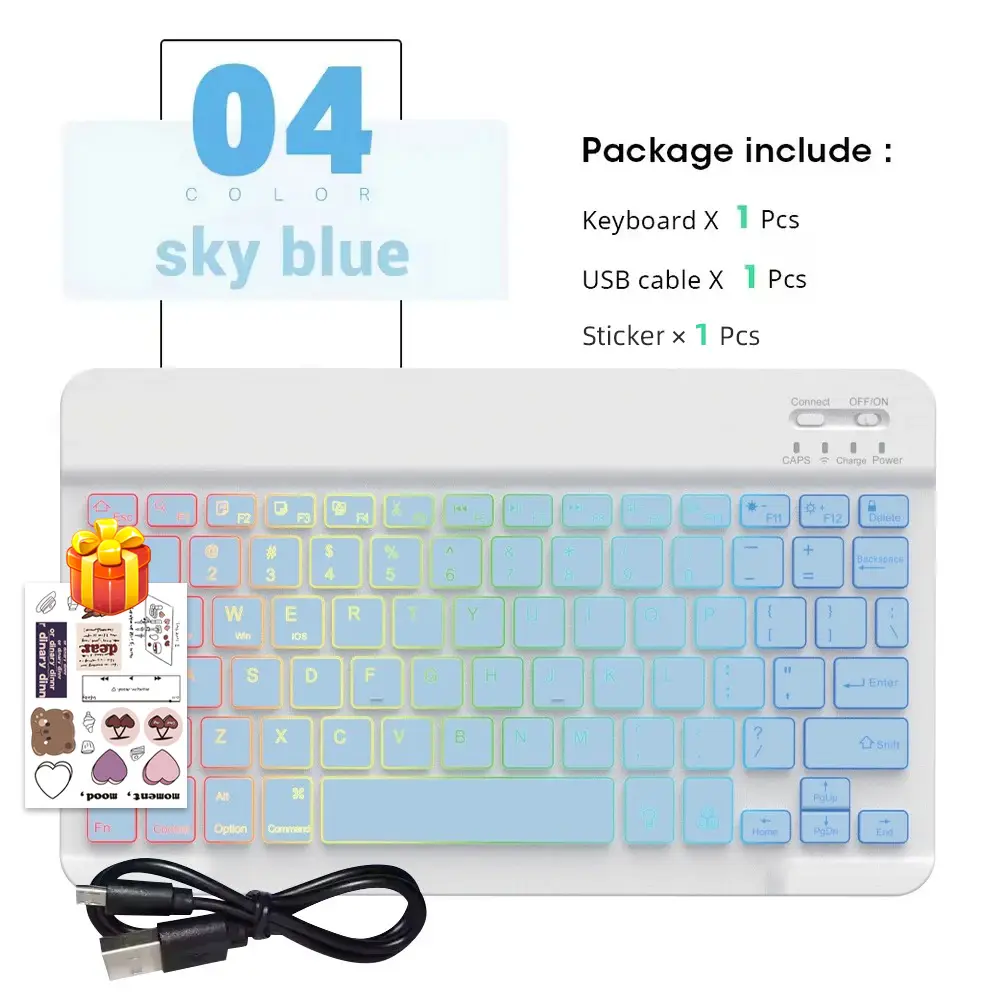 READ YYEAH RGB Backlit Bluetooth Keyboard Mouse Combo Multi-language Rechargeable Wireless Keyboard for Tablet Laptop PC Gaming product view