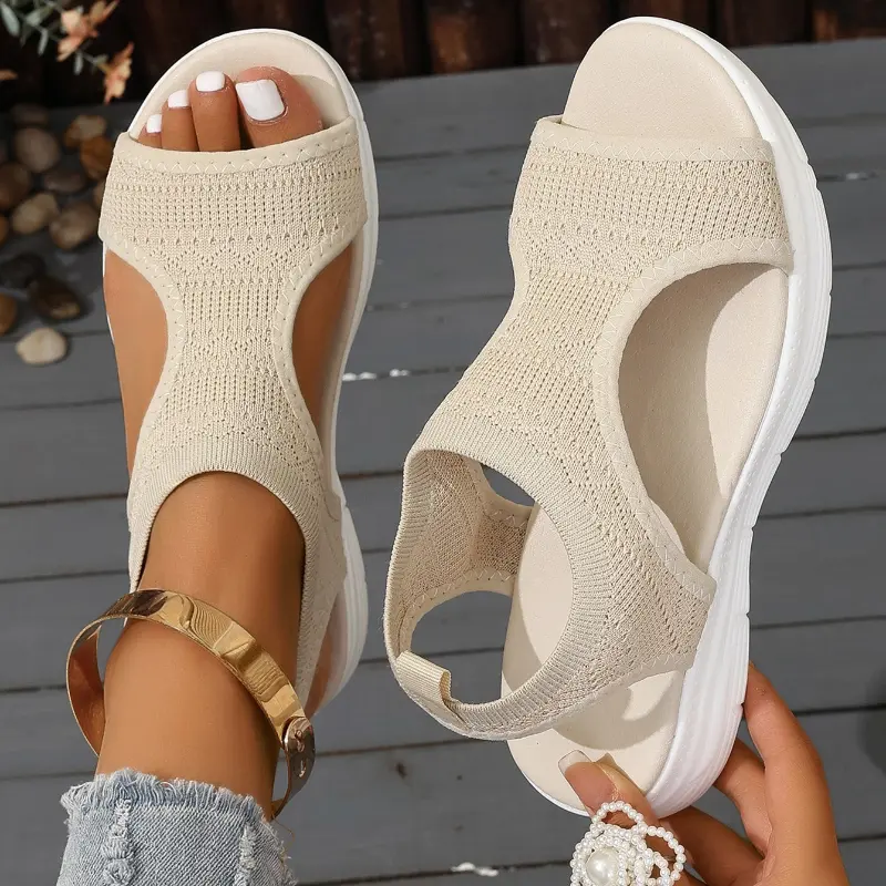 2026 Summer New Women's Open toed Sandals Outdoor Fashion Breathable Comfortable Slope Heel Casual Sandals product view