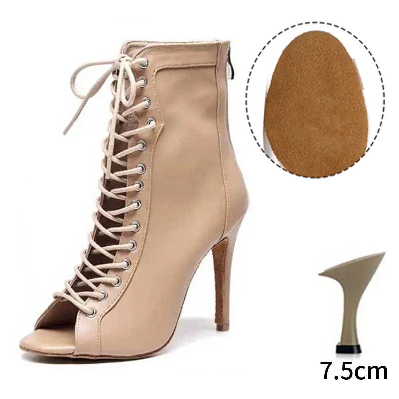 DKZSYIM New Women's Spring/Autumn Boots Stilettos Women Latin Dance High Heels Boots Fish Mouth Thin Heel Ladies Ballroom Shoes product view
