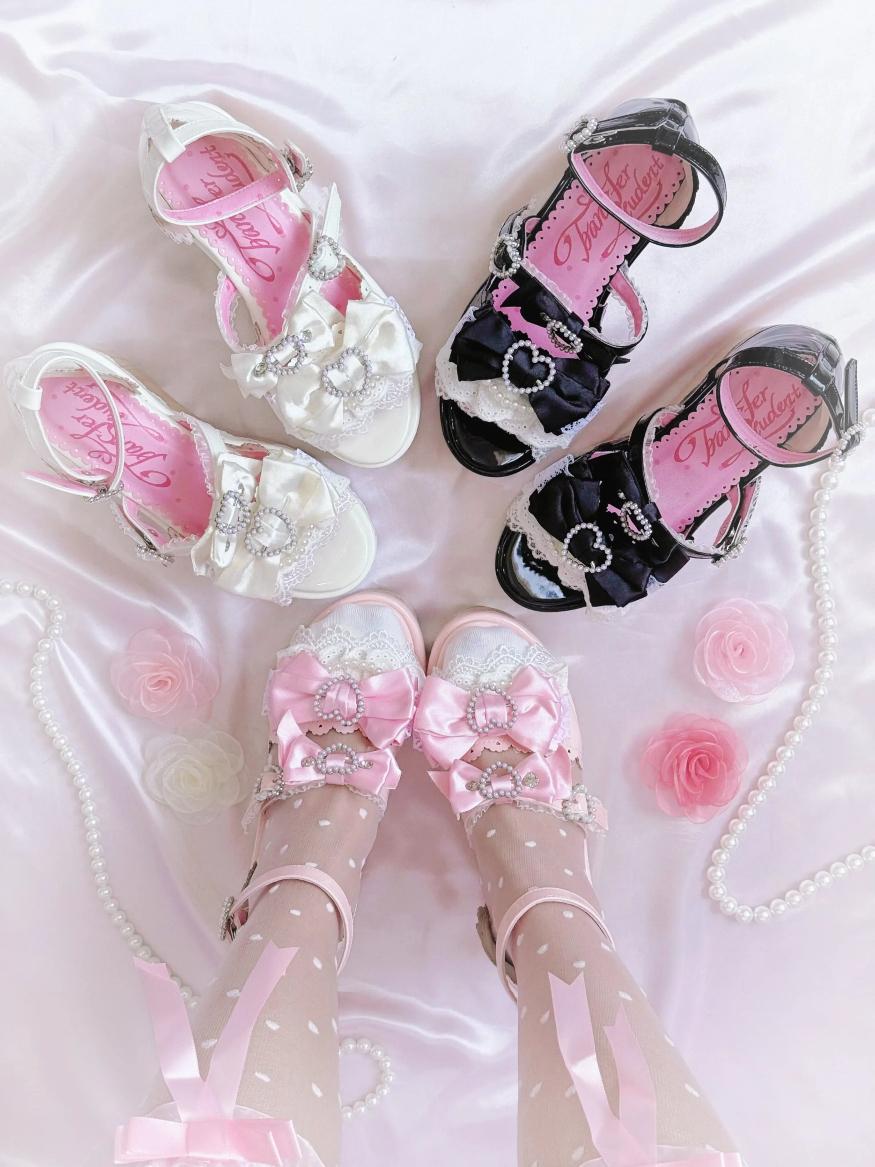 Y2K Millennium Lolita Original Design Slope Heel Open-toed Sandals Japanese Girl Ancient Feeling Sweet Bow Lo Shoes detail