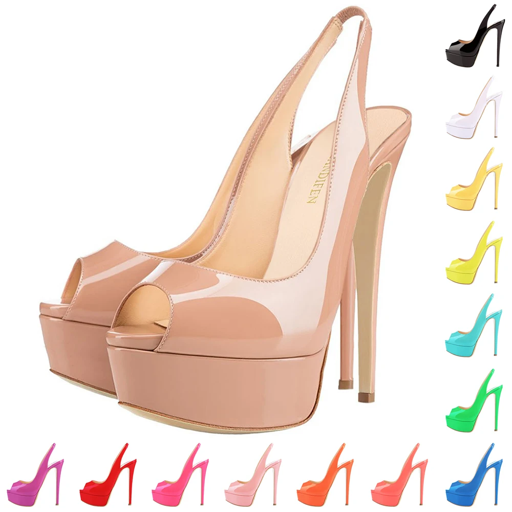 New Women's Pumps Stilettos 14CM Platform Super High Heels Sexy Open Toe Sandals Gladiator Party Dress Women Shoes Large Size 44 detail