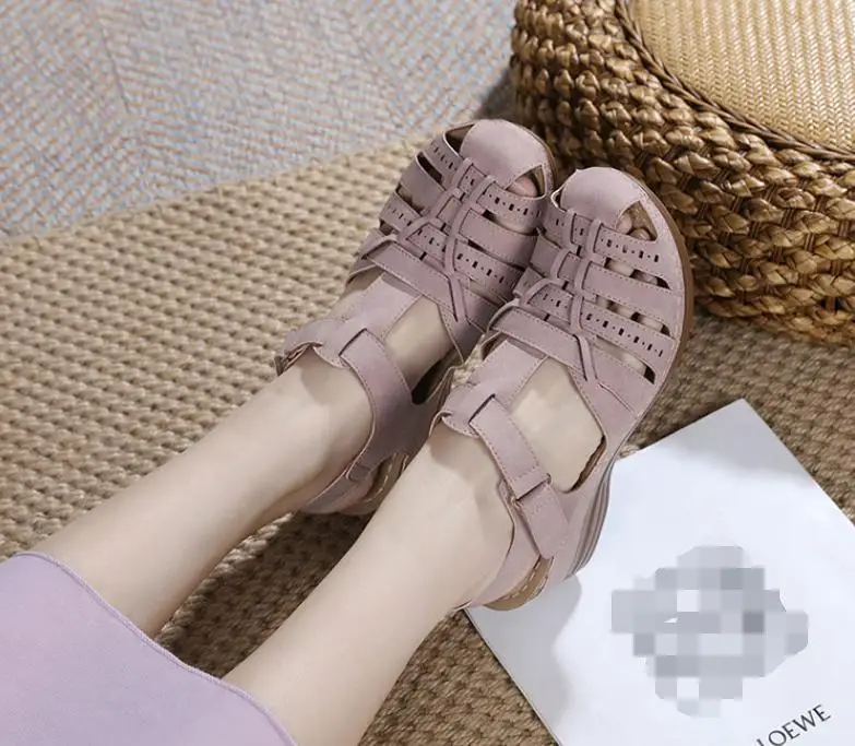Summer New Slope Heel Baotou Sandals Large Women's Shoe Item Number- detail