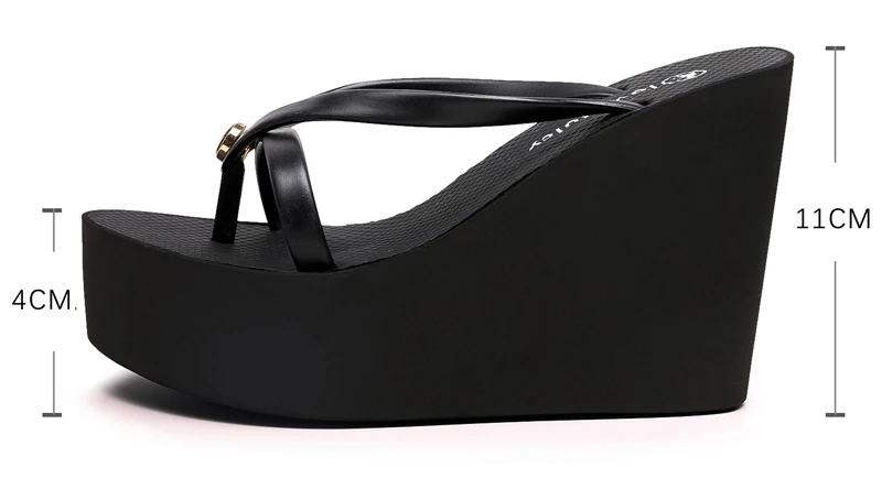 Summer Fashion Sexy Slim Super High Slope Heel Shoes With a Height Increase Of 11cm Non Slip Comfortable Party Beach Slippers detail