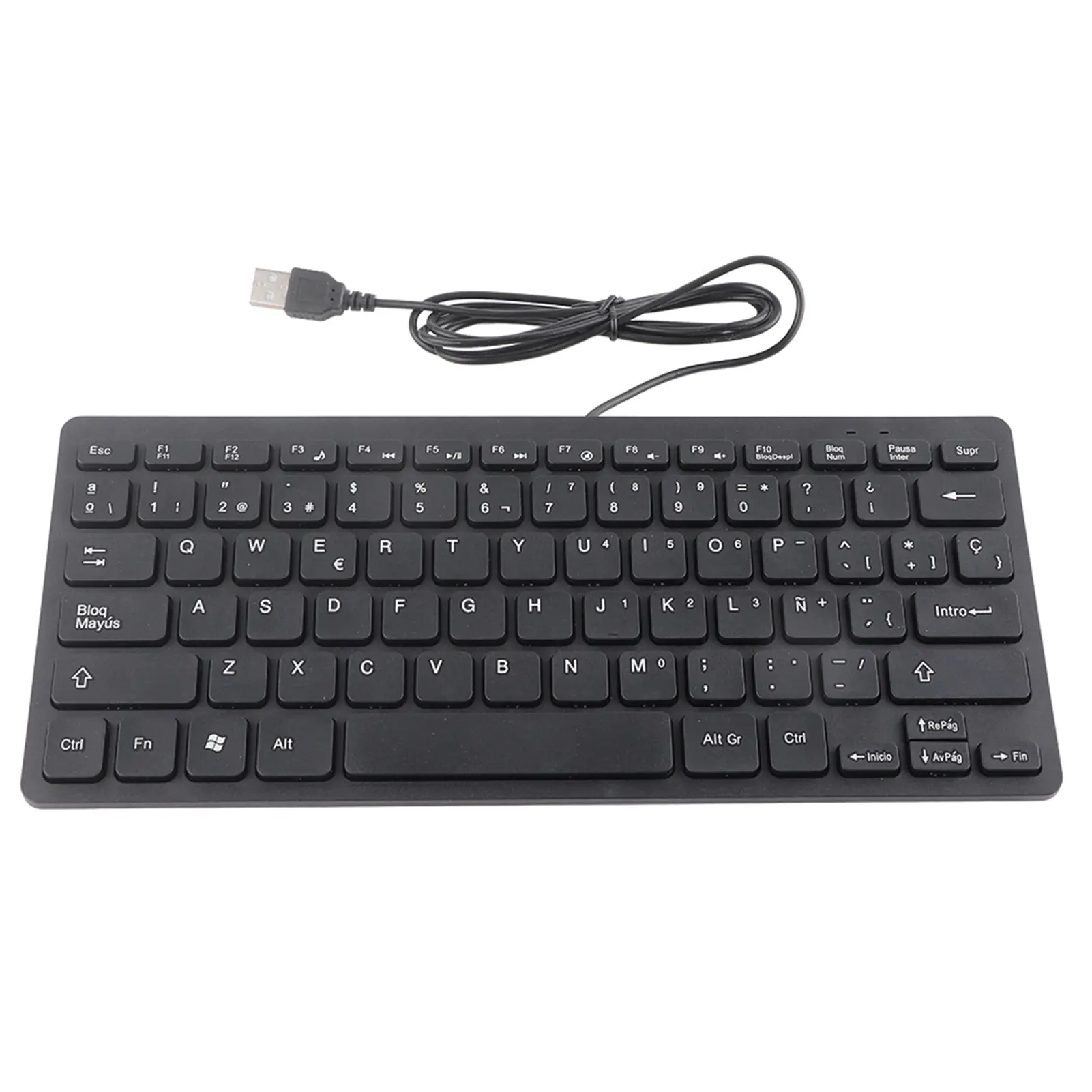 Keyboard Mini Keyboard Wired Keyboard Wired Mini Portable Spanish Keyboard USB Interface for Desktop Computer Ultra Thin 78 Keys product view