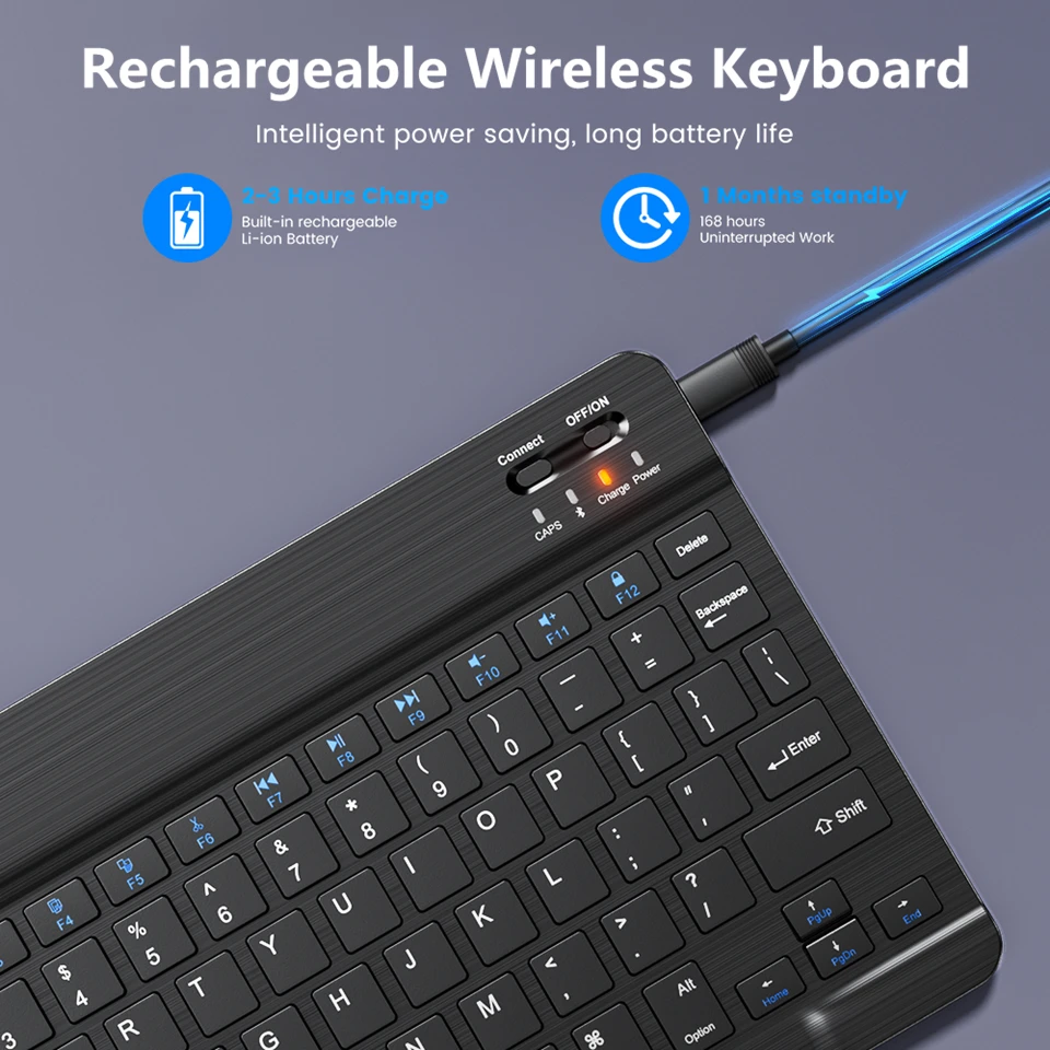 Wireless Keyboard Spanish French Azerty Russian With N And Mouse Mini Bluetooth Gamer For iPad Mac Tablet PC Phone Cell Laptop detail