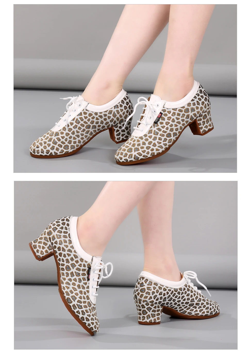 DKZSYIM Women Latin Dance Shoes Modern Tango Jazz Shoes Outdoor Leopard print Dance Shoes Woman Dance Sneaker SIZE34-41 detail