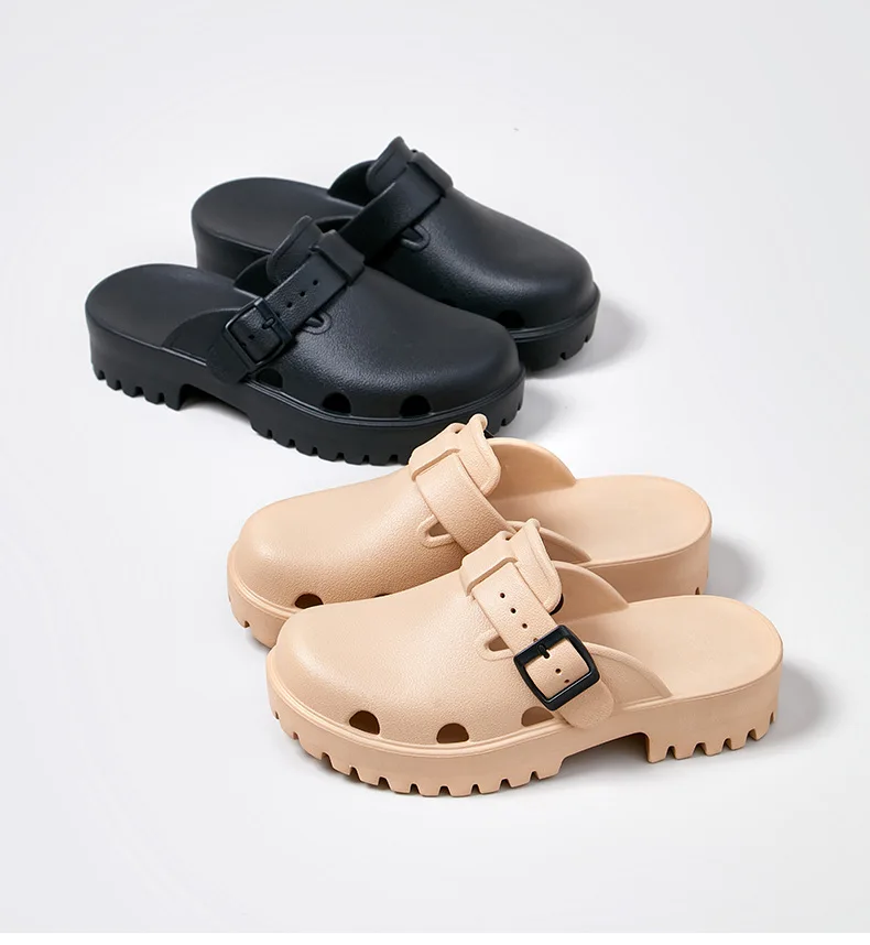 Smile Pop Women Platform Sandals Summer Clogs Slippers Fashion Women's Flat Slippers Outdoor Antiskid Waterproof Home Sandals detail