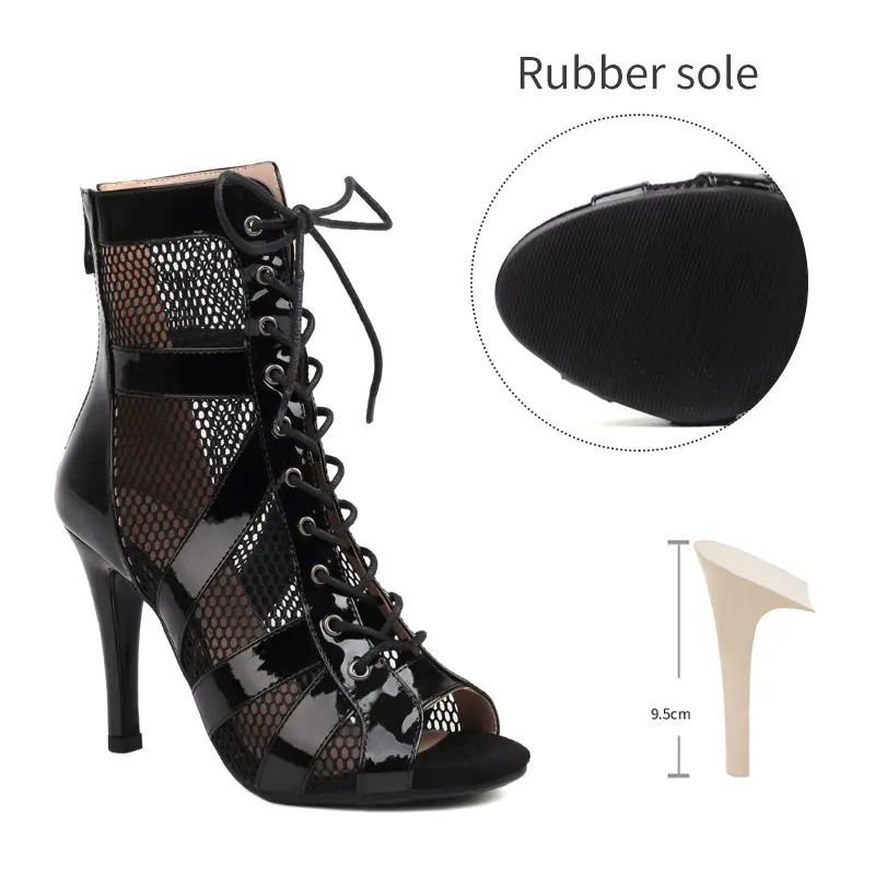 Girls Latin Dance Shoes Women Modern Dance Salsa High-Top Sandals Dance Hall Shoes Ladies Fashion Sexy High-Heeled Suede Boots product view