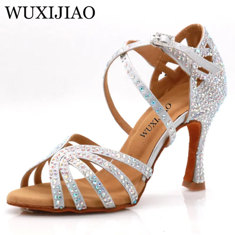 WUXIJIAO Jazz Shoes Latin Dance Shoes Female Latin Salsa Girl Casual Shoes Silver Bronze Skin product view