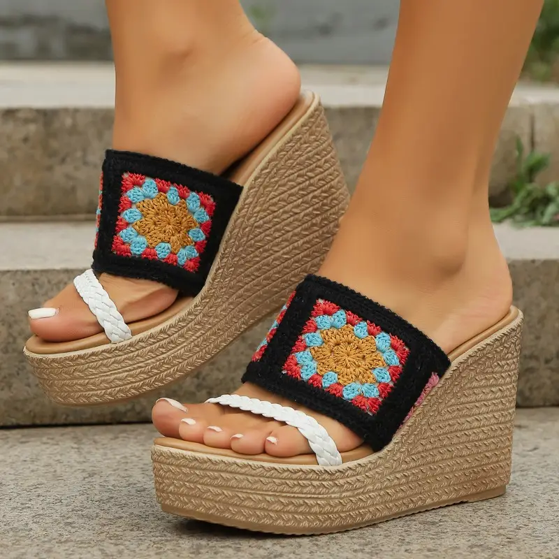2025 Hot selling NEW Casual Fashionable Slope Heel Large Size Women's Slippers Hot Sale Of The Season Trendy Ladies product view
