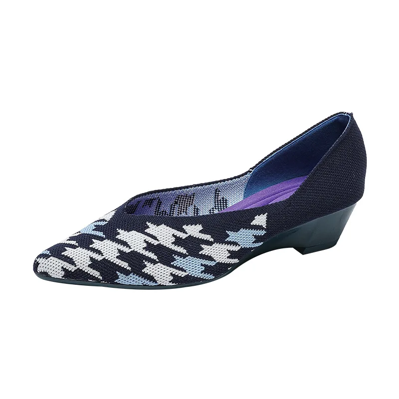 Slope heeled women's shoes fly woven casual single shoes detail