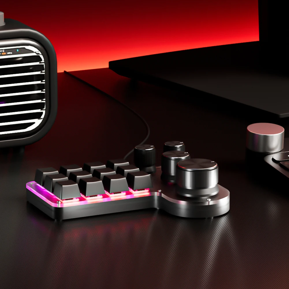 Programmable Customized Keyboard RGB 12 Keys 4 Knob Macro Keypad Hot-swap USB Wired/Bluetooth-Compatible Mechanical Keyboard detail
