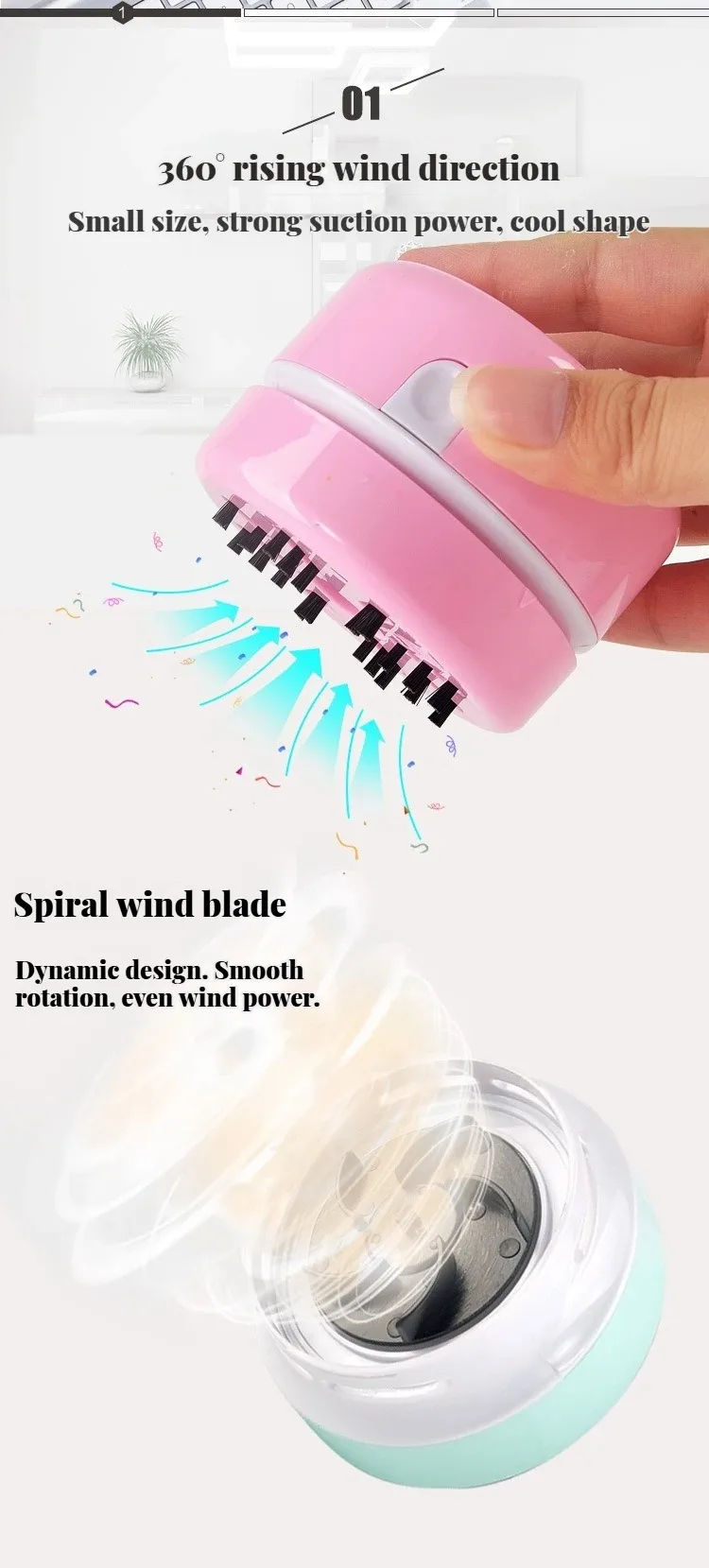 Portable Silent Mini Desktop Vacuum Cleaner for Keyboard Dust, Ideal Exquisite Gift for Home, Office, and Study Use detail