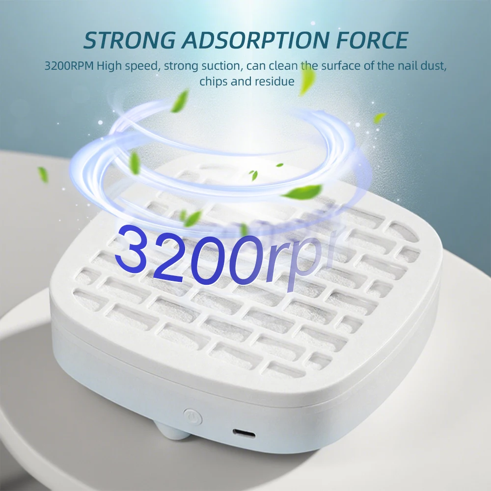 USB Nail Dust Collector Extractor Fan Desktop Vacuum Cleaner With 10pcs Filters Electric Nail Powder Collect Fan Powder Manicure detail