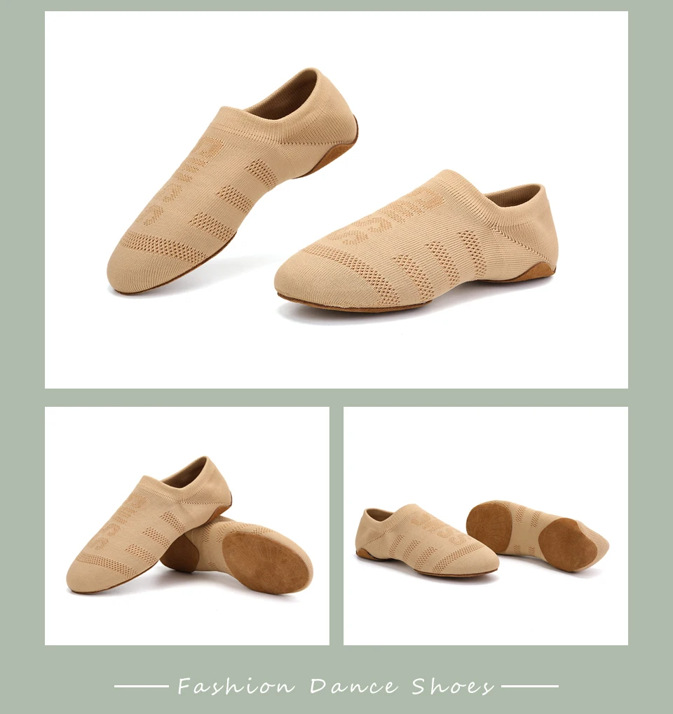 Women Dance Shoes Knitted Teacher Shoes Soft sole Low Heel Latin Training Shoes Ballet Dance Shoes Jazz Ballroom Sneakers Girls detail