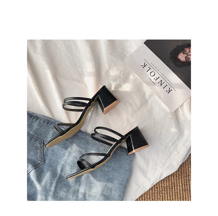 Women High Heel Sandals Summer Casual Female Shoes Woman Square Heel Open Toe Ankle Strap Ladies Sandalias Wedge Shoe 2022 New detail