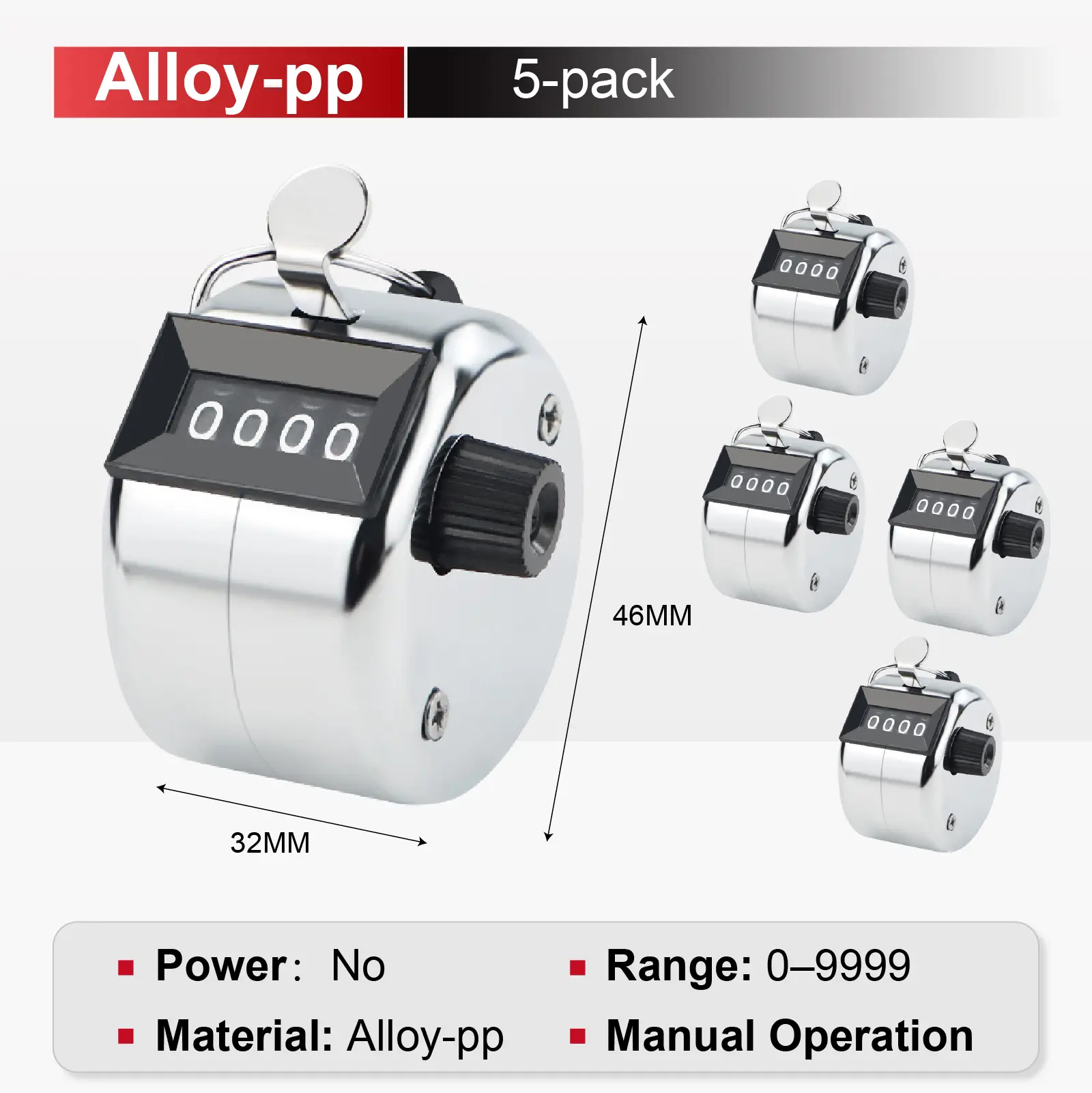4 Digit Manual Tally Counter Hand Clicker Mechanical People Counter Inventory Attendance Counter Portable No Battery product view