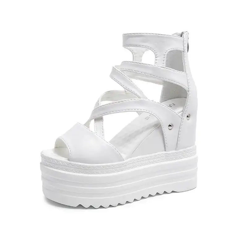 Women's High Heel Sandals 13CM Slope Heel Thick Bottom Cross Band Fish Mouth Shoes New Style Increased Height Summer Shoes product view