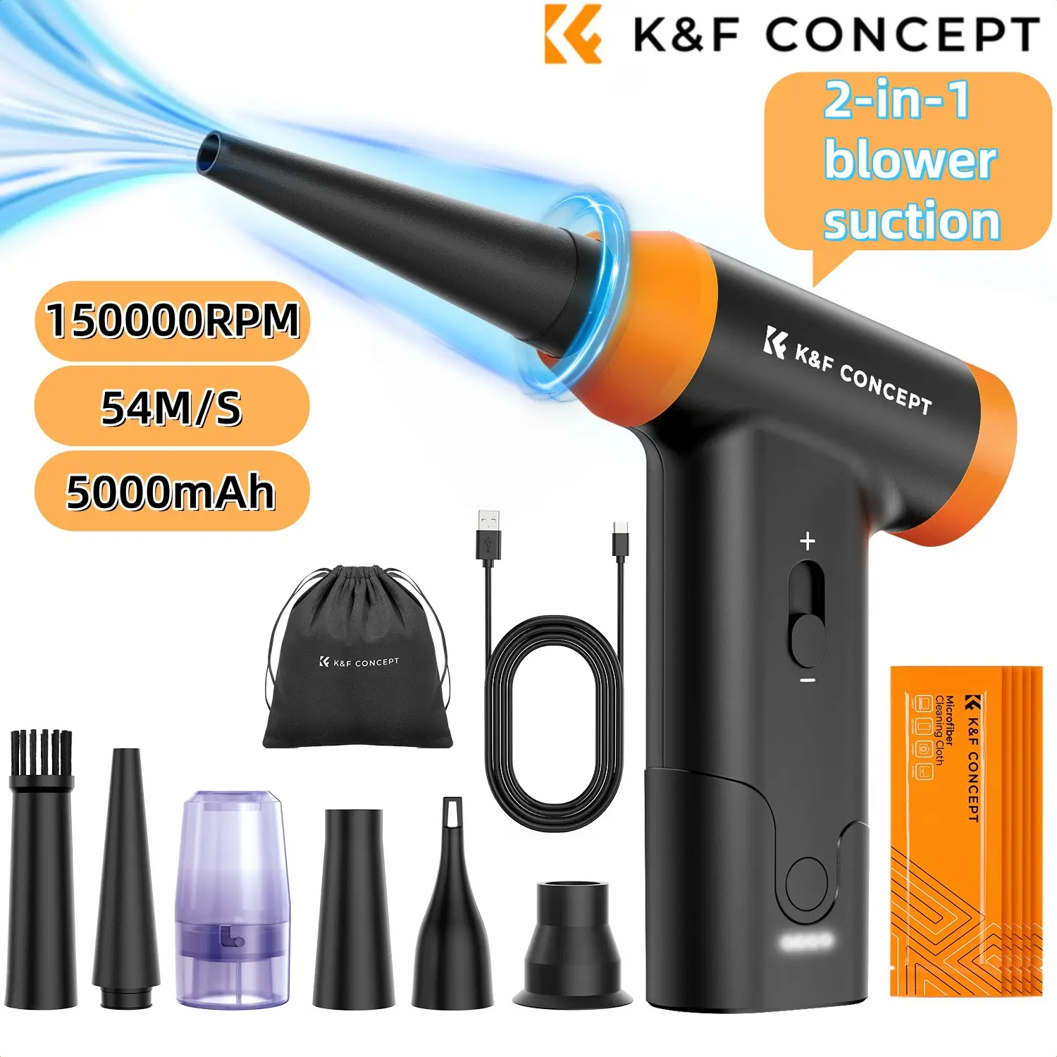 K&F CONCEPT Electric Air Duster Brushless Turbo Jet Fan Vacuum Air Blower for Camera Lens,PC,Laptop Keyboard,Car Dust Cleaner product view