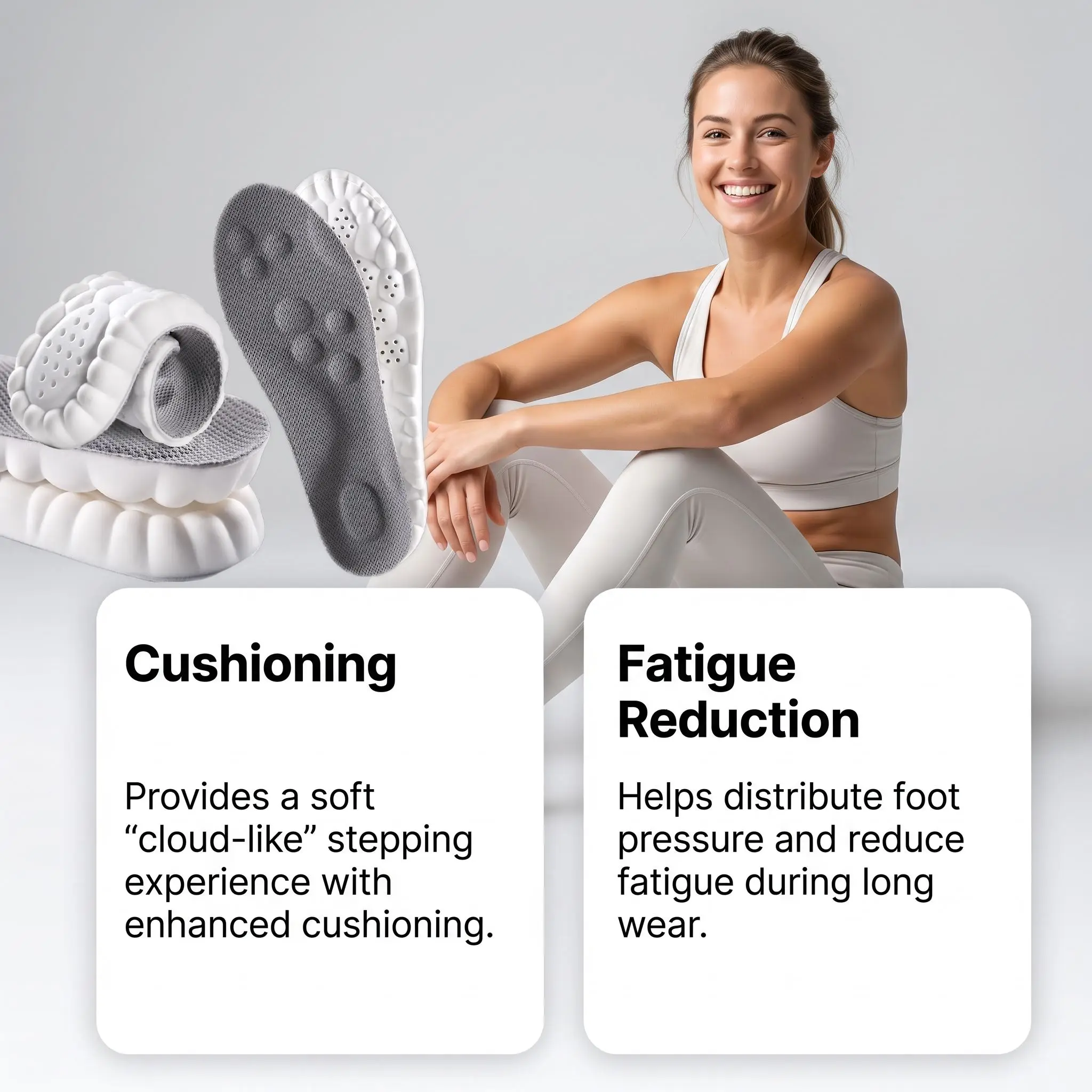 Cloud Bubble Shock Absorbing Shoe Insoles, Breathable Soft Sports Insoles, Comfort Foot Cushion Inserts for Outdoor & Casual Shoes detail