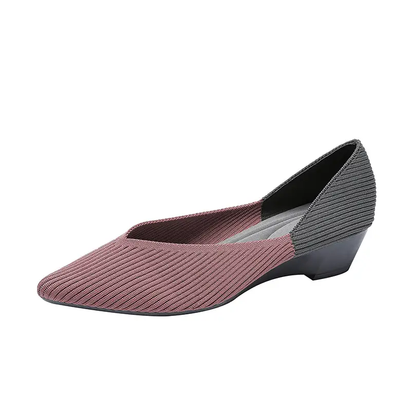 Slope heeled women's shoes fly woven casual single shoes product view