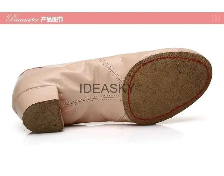 Quality Dancing Shoes For Women Middle Heel Pigskin Canvas Leather Girls Women's Ballet Dance Shoes Belly Yoga Teachers's Shoes detail