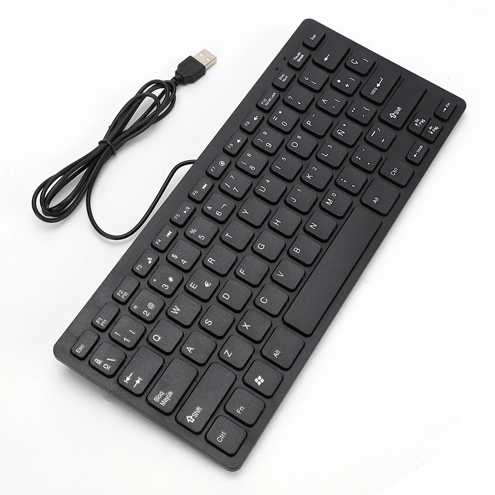 Keyboard Mini Keyboard Wired Keyboard Wired Mini Portable Spanish Keyboard USB Interface for Desktop Computer Ultra Thin 78 Keys detail