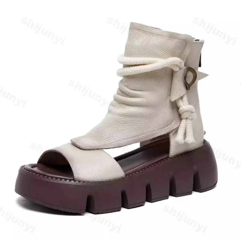 Thick Sole Roman Style Cool Boots for Women Summer 2025 New Fashion Comfortable Slope Heel High Top Versatile Fish Mouth Sandals product view