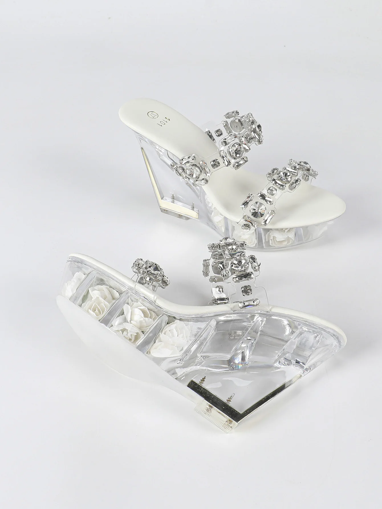 Rhinestone Slope Heel 11CM Nightclub High Heels Slippers Women's Shoes Catwalk Pole Dance Shoes Crystal Sole LFD-1101-Q8 detail