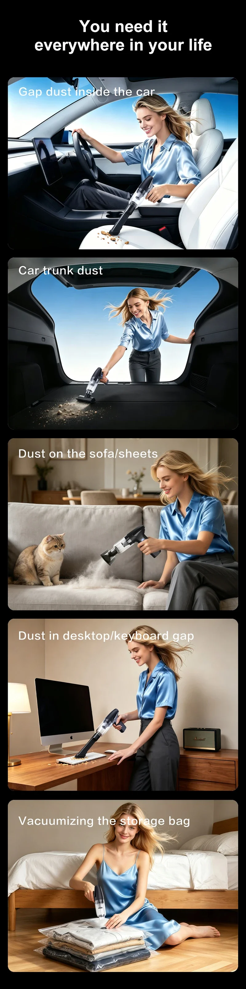 Cordless Handheld Vacuum Household Car Wet Dry Dust Buster USB Rechargeable Portable High-power Dual-use Vacuum Cleaner detail